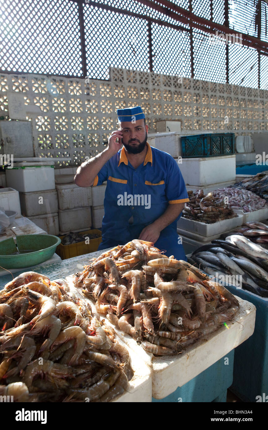 Fischmarkt Souk Jeddah Saudi-Arabien Arabische Lebensmittel Stockfoto