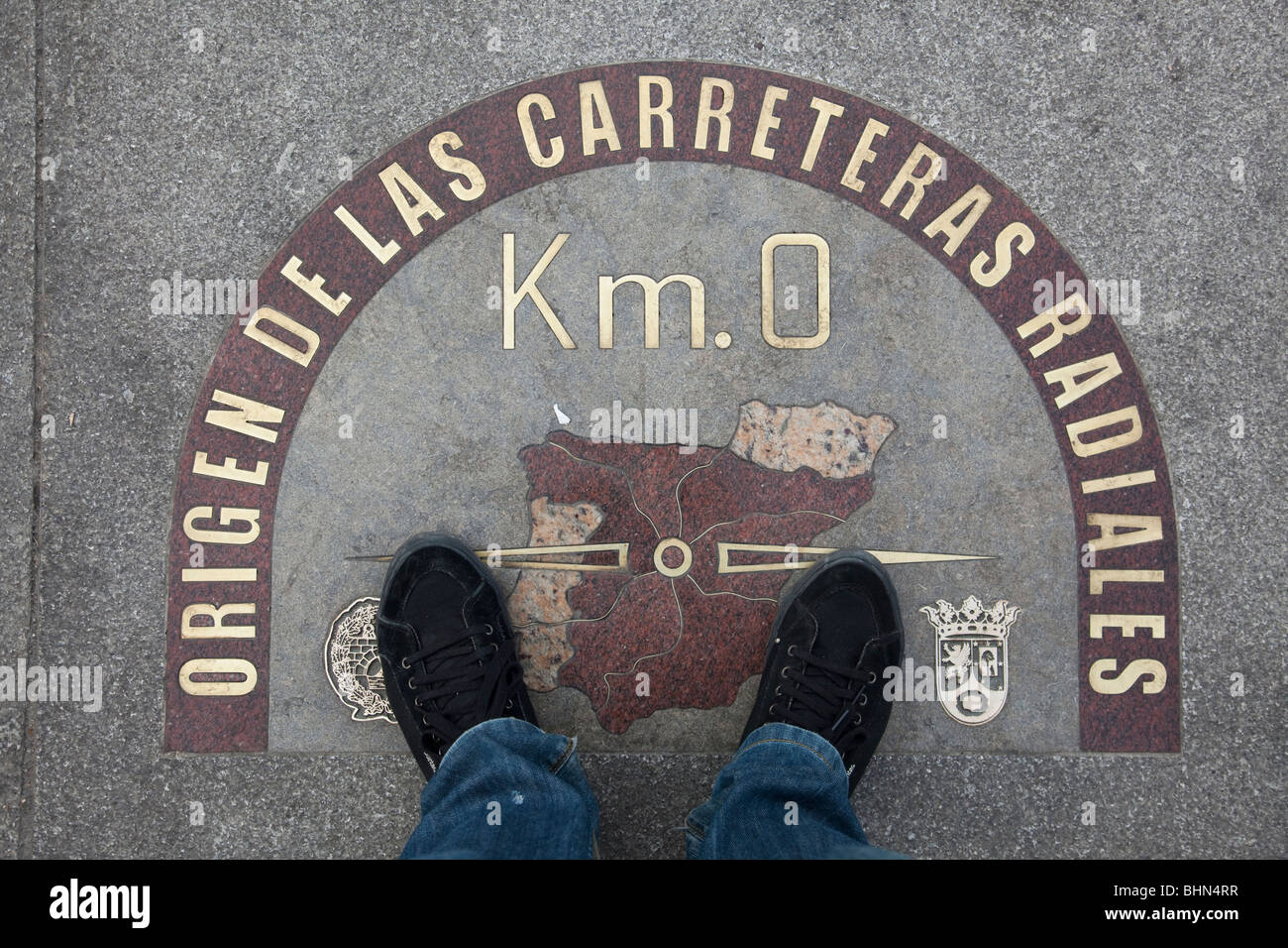 0 km von der spanischen Straßen, Madrid Stockfoto