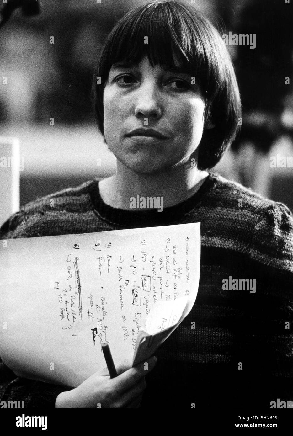 Vollmer, Antje, * 31.5.1943, deutscher Politiker (Bündnis 90/Die Grünen), Porträt, Bundesparteitag der Grünen, Hamburg, 7.12. - 9.12.1984, Stockfoto