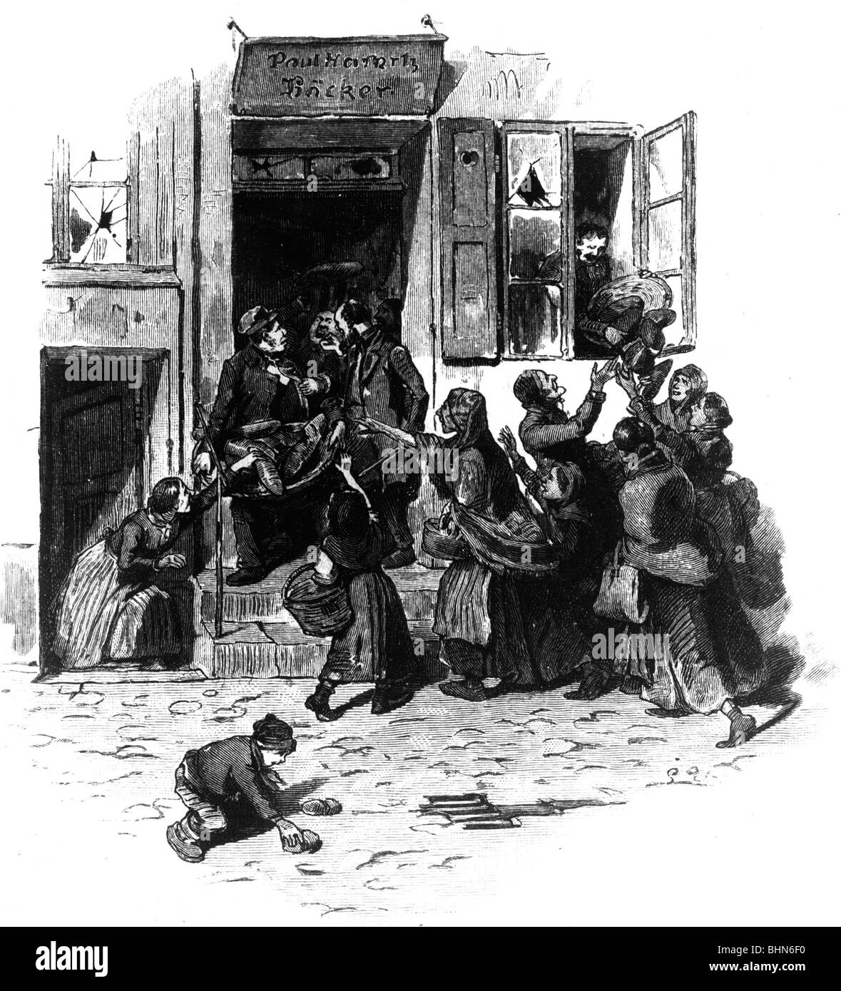 Menschen, Elend/Widrigkeiten, Brotaufruhr in Berlin, 1847, Stockfoto