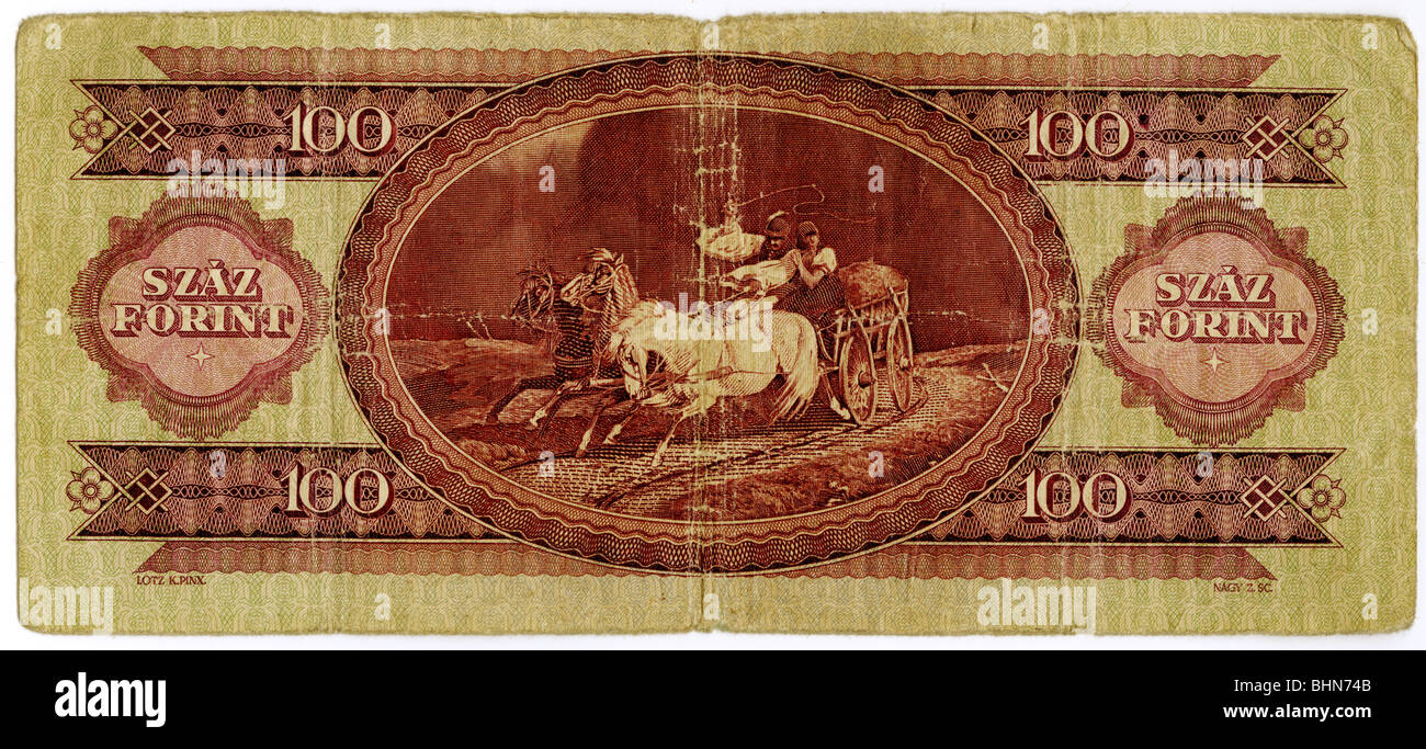 Geld / Finanzen, Banknoten, Ungarn, 100 Forint, Ungarische Zentralbank, 10.10.1949, Stockfoto
