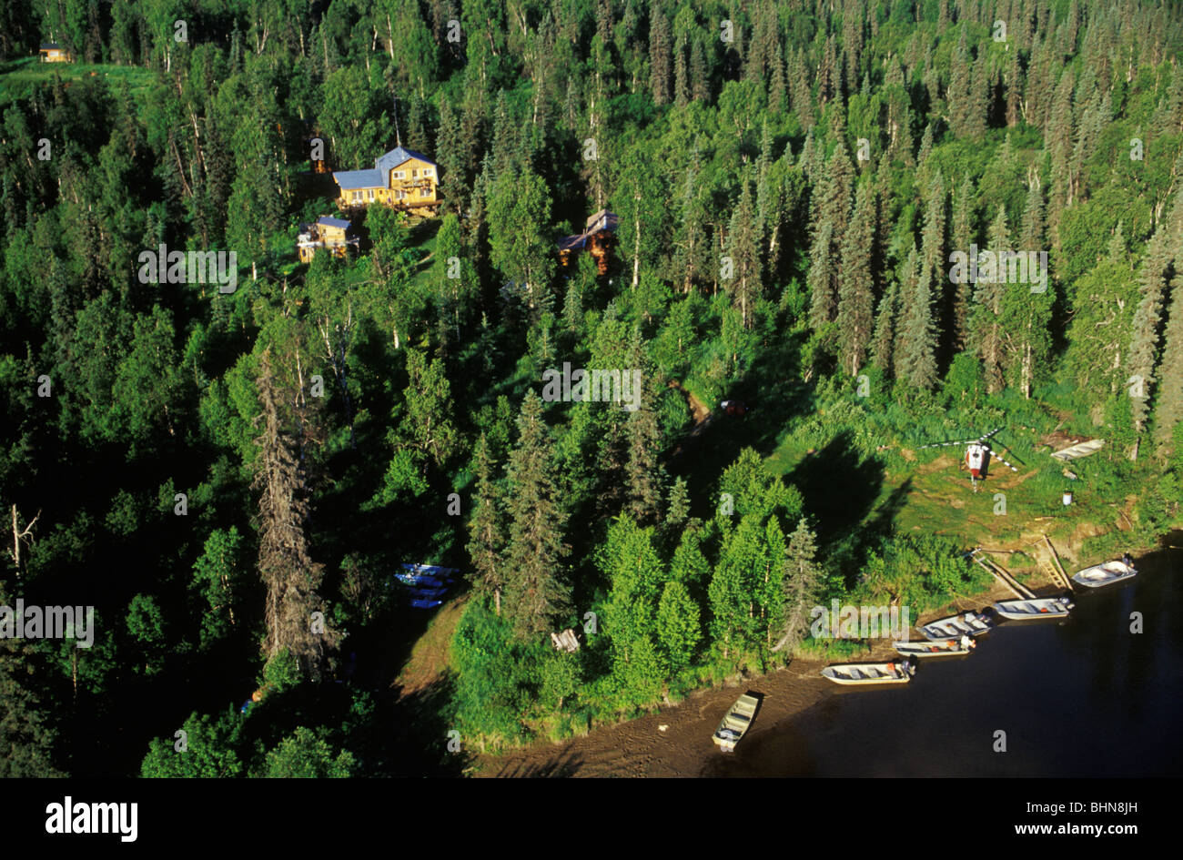 Talaheim Sport angeln Vogelbeobachtung und Bärenbeobachtung Lodge am Talachulitna-Fluss nördlich von Anchorage in Alaska Stockfoto