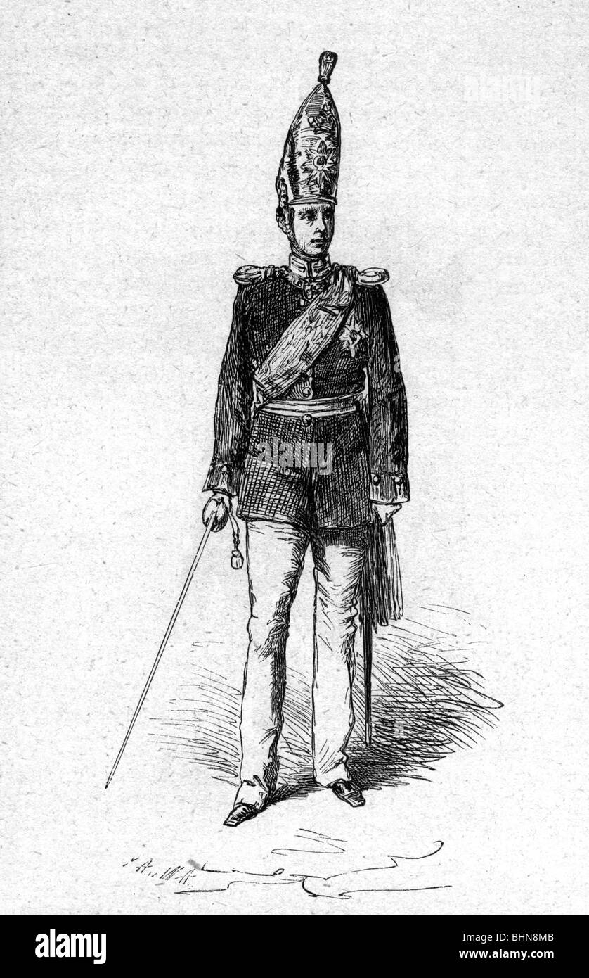 Militär, Preußen, Wache, "Der jüngste Leutnant der Armee", Holz-Gravur nach Zeichnung von Hermann Lueders (1836-1908), Stockfoto