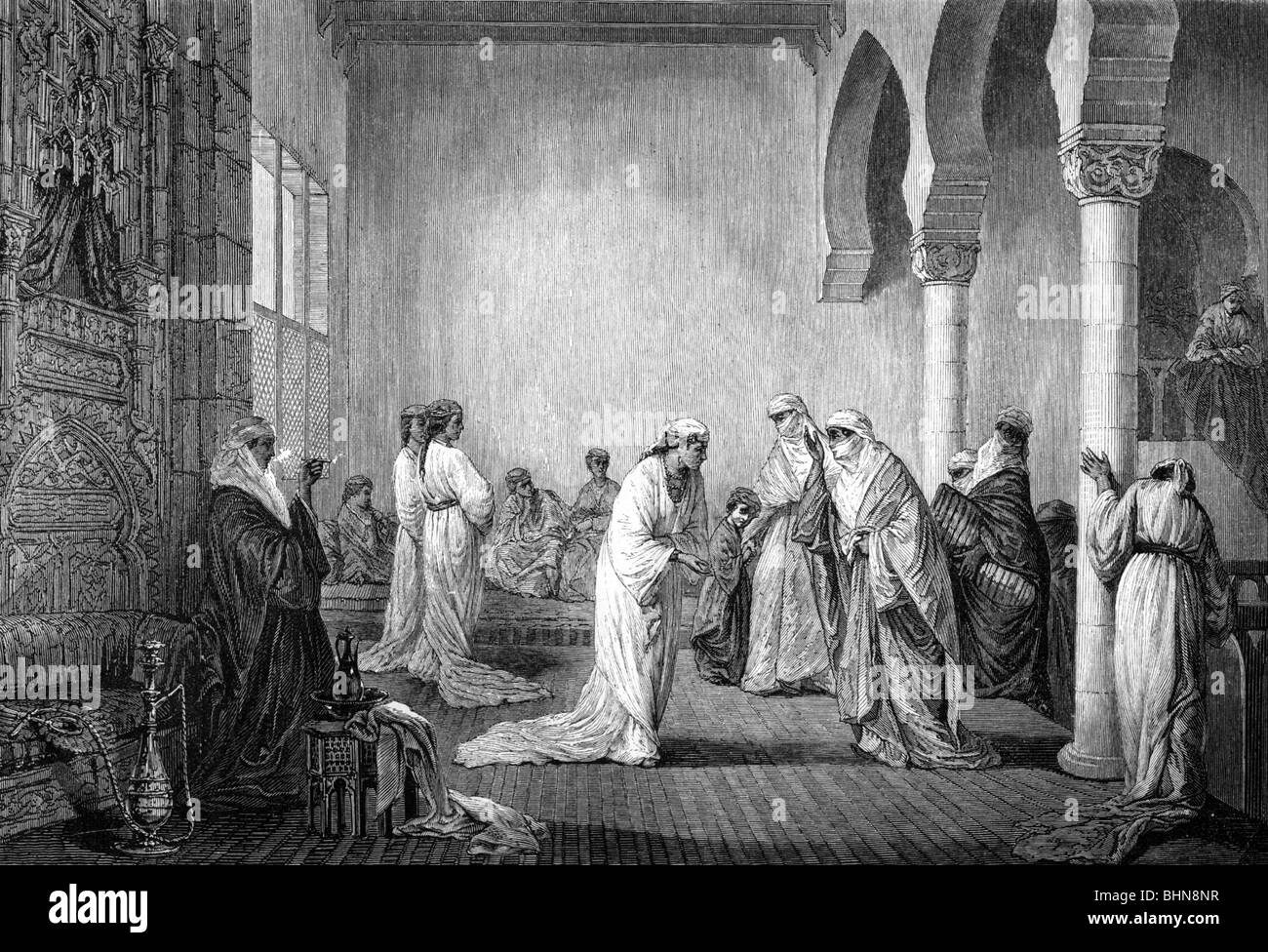 Menschen, Frauen, Harem, "EIN Besuch in einem Harem", Holzgravur, 19. Jahrhundert, Stockfoto