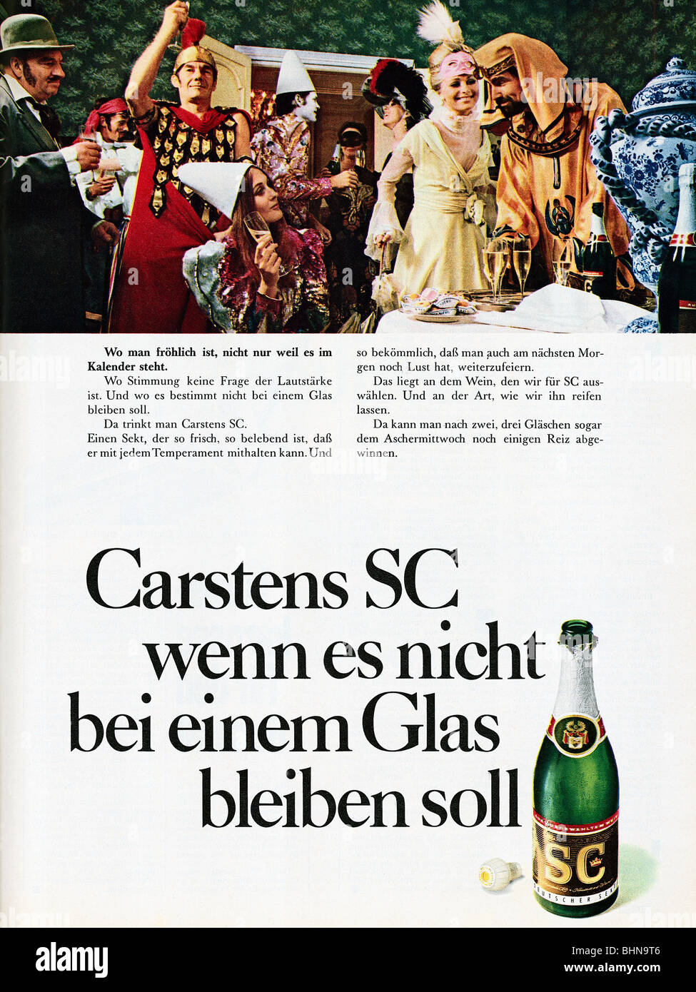 Werbung, Getränke, Sekt, Carstens SC "WENN es not at einem Glas bleichen soll", Werbung, "Quick", Nr. 7, 12.2.1969, Stockfoto