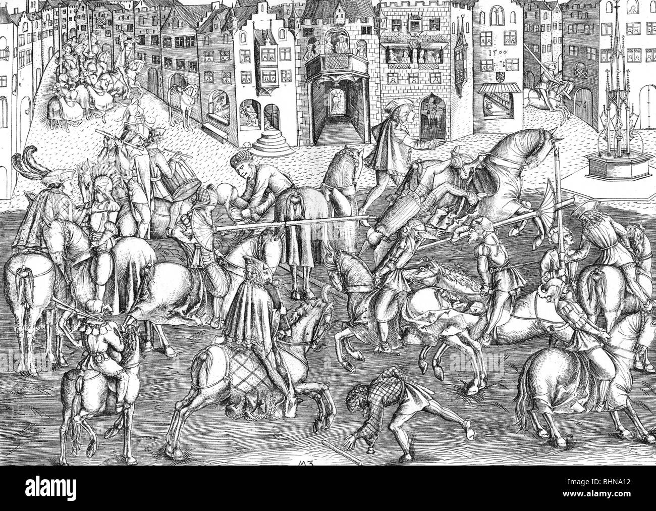 Mittelalter, Turniere, Turnier in München, 1500, Stockfoto