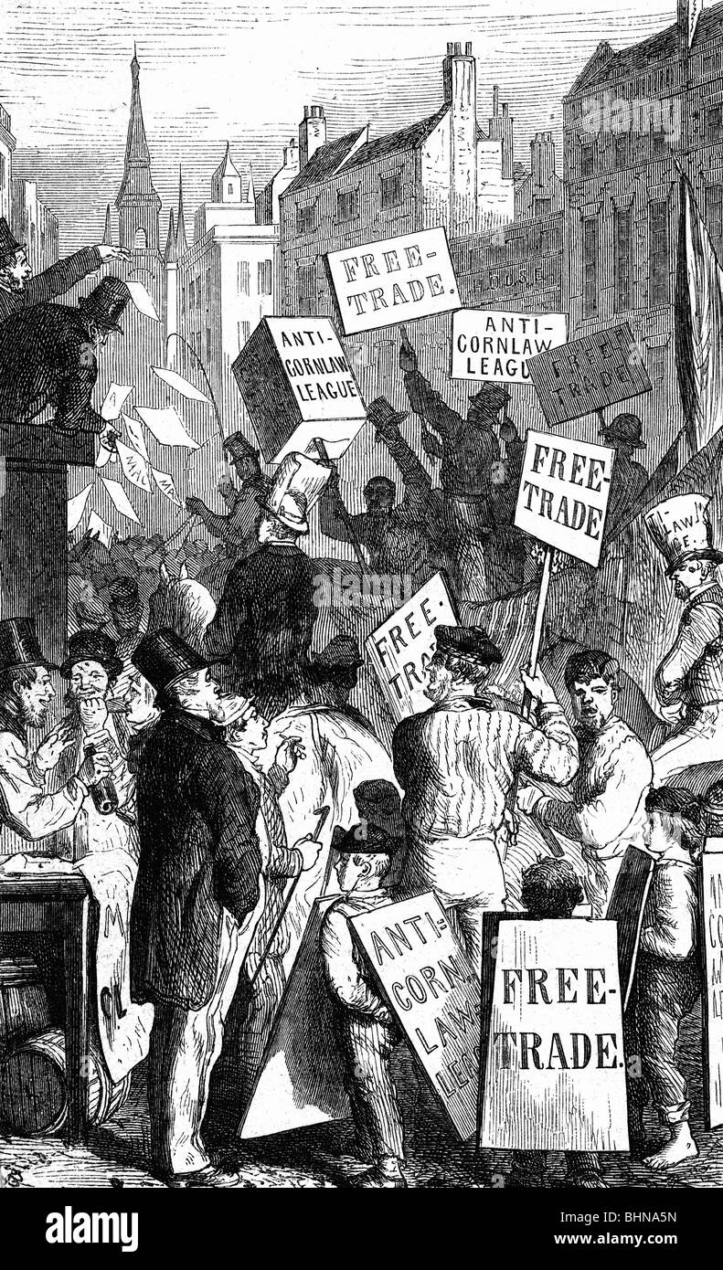 Geografie/Reisen, Großbritannien, Politik, Demonstration der Anti-Cornlaw-Liga für den freien Handel, ca. um das Jahr 1840, Stockfoto