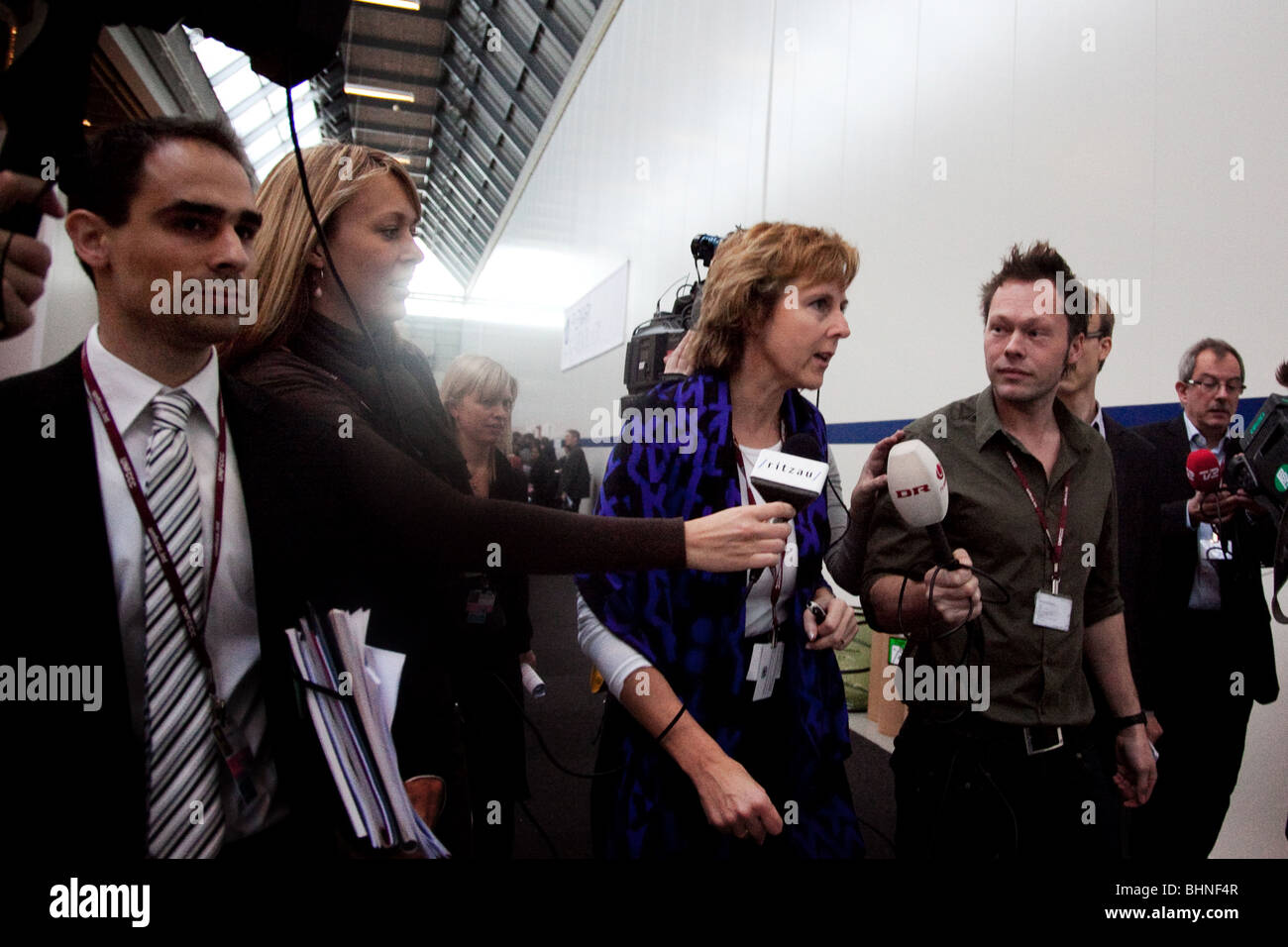 Der UN-Gipfel über den Klimawandel, die COP15 war in Kopenhagen statt. Der Haupt-Veranstaltungsort war das Bella Center. Stockfoto