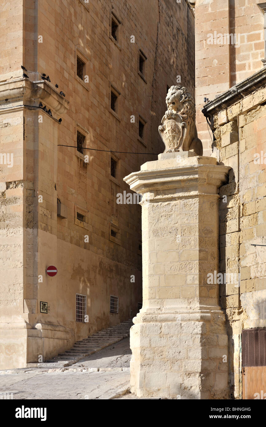 De Vilhena Löwenstatue, Valletta Stockfoto