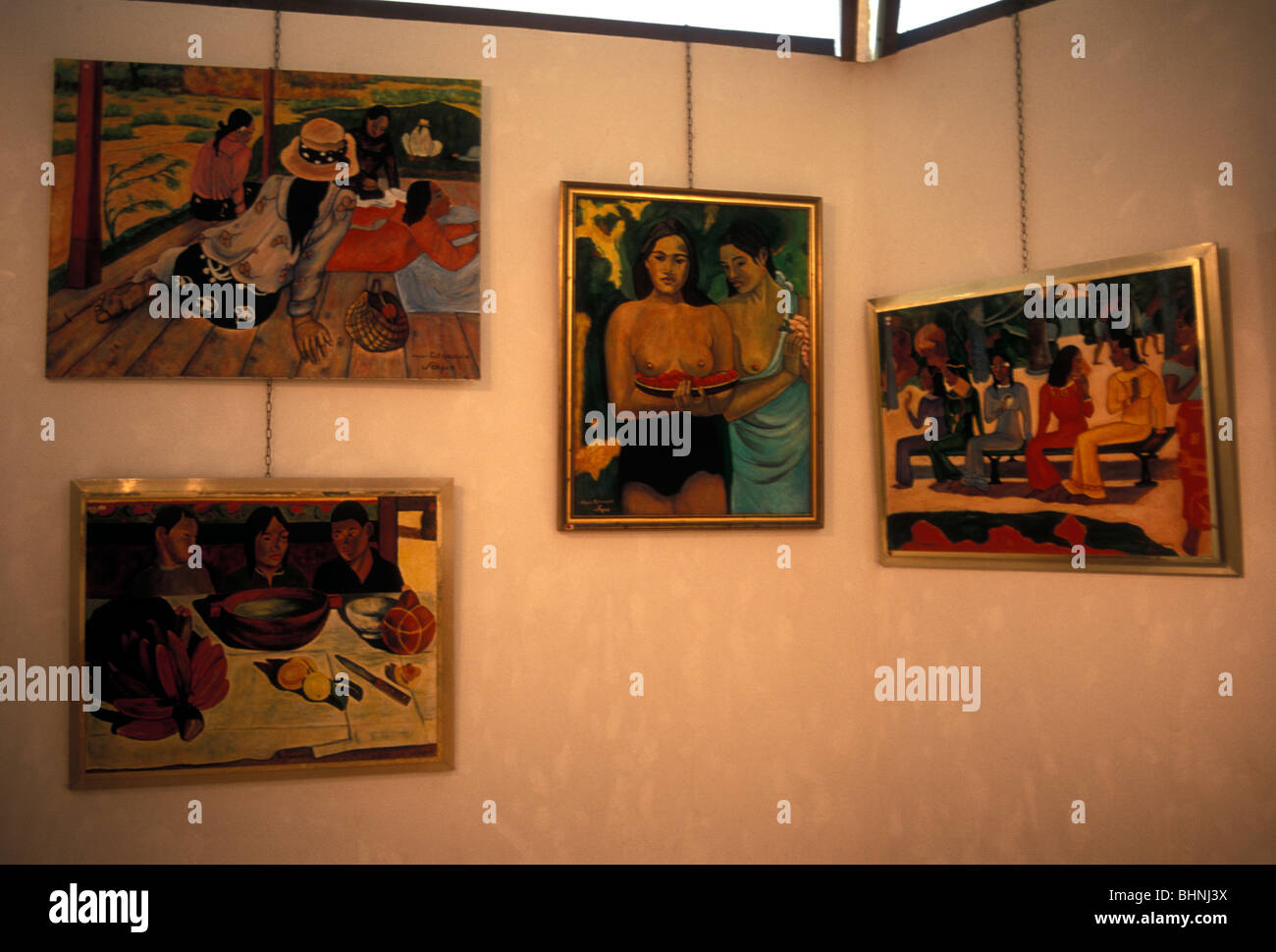 Malerei, Gemälde von Paul Gauguin, Paul Gauguin, Paul Gauguin Museum, das Dorf von Anse Turin, Le Carbet, Martinique, Französisch Westindien Stockfoto