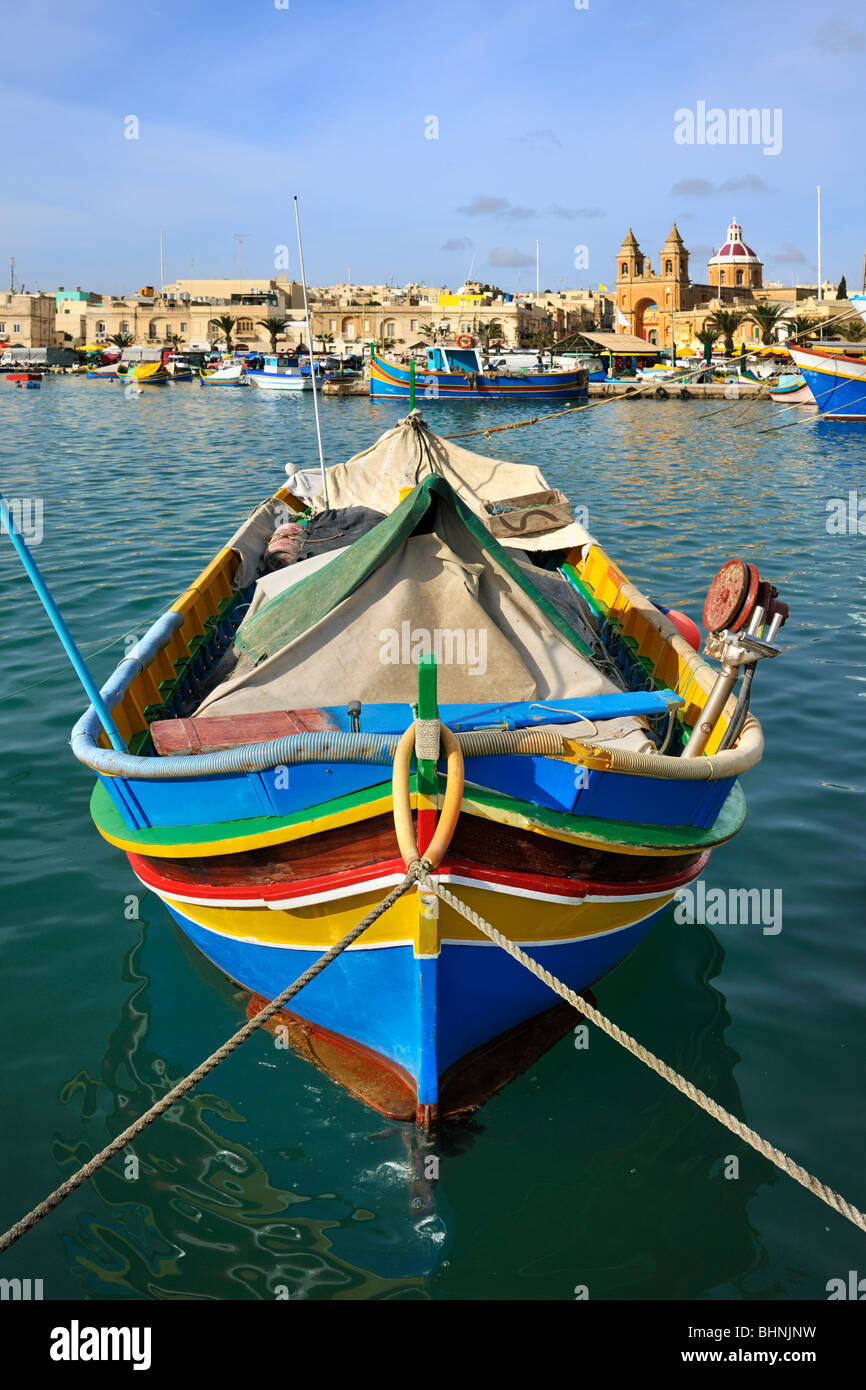 Luzzu maltesischen Fischerboot, Marsaxlokk Stockfoto