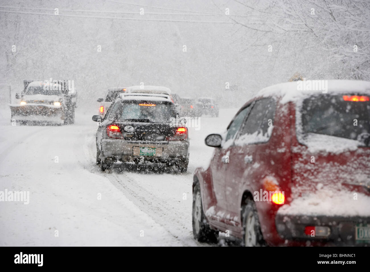Stau bei Blizzard Stockfoto