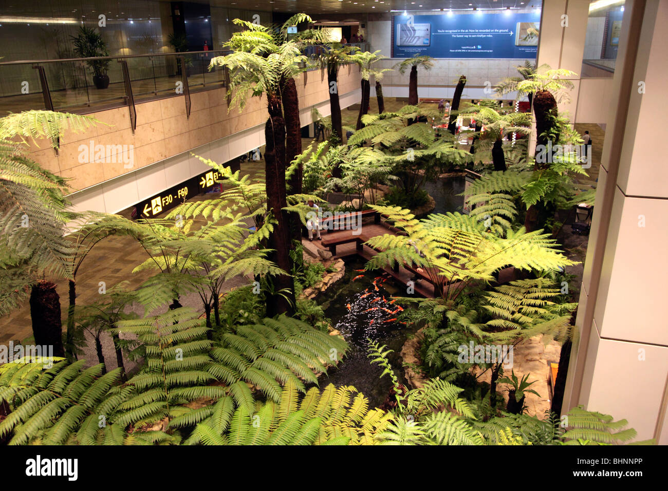 Zum internationalen Flughafen Changi, Singapur Stockfoto
