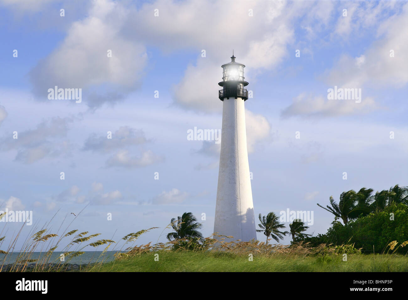 Leuchtturm in Key Biscayne Florida sunset blauer Himmel Stockfoto