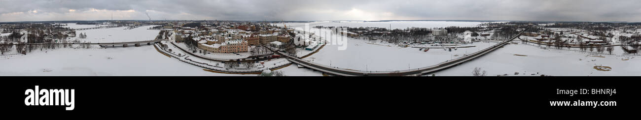 360-Grad-Panorama-Foto von Wyborg, Russland, Russland-Finnland-Grenze Stockfoto