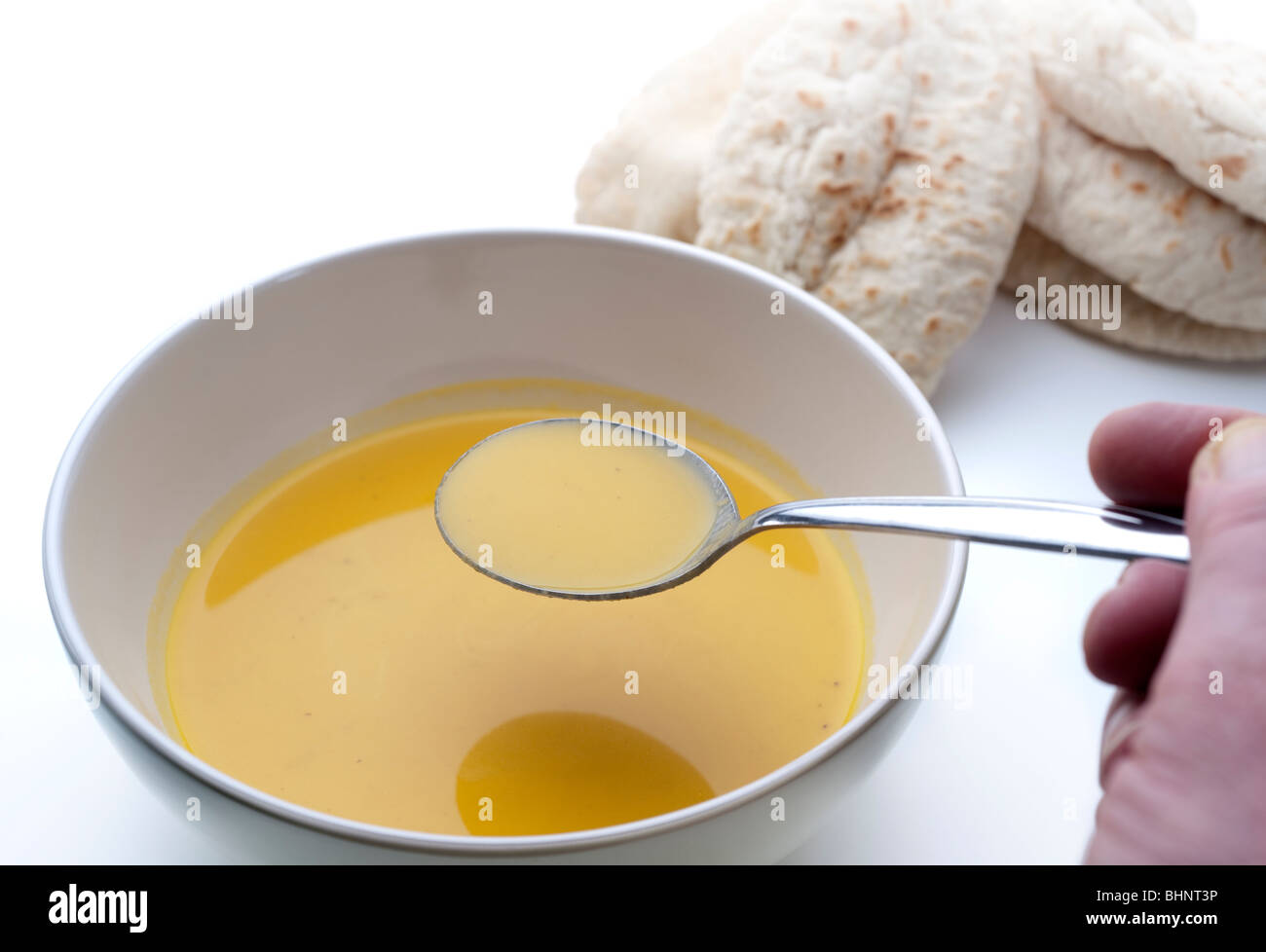 Butternut-Kürbis-Honig und Salbei Suppe Stockfoto