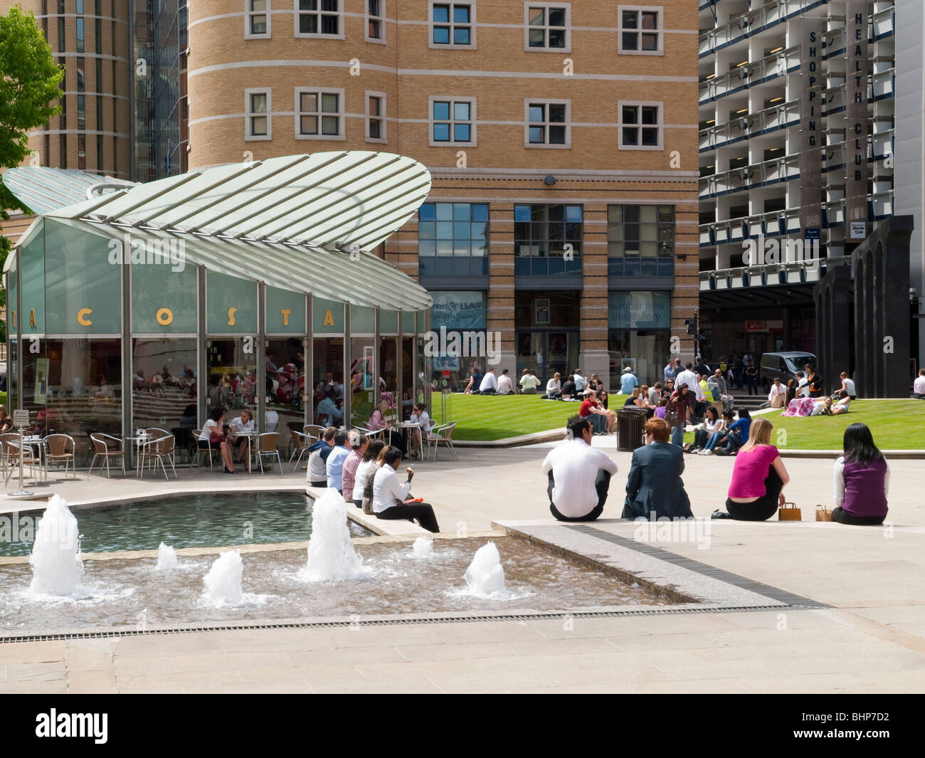 Brindley Platz im Stadtzentrum von Birmingham, West Midlands, UK Stockfoto