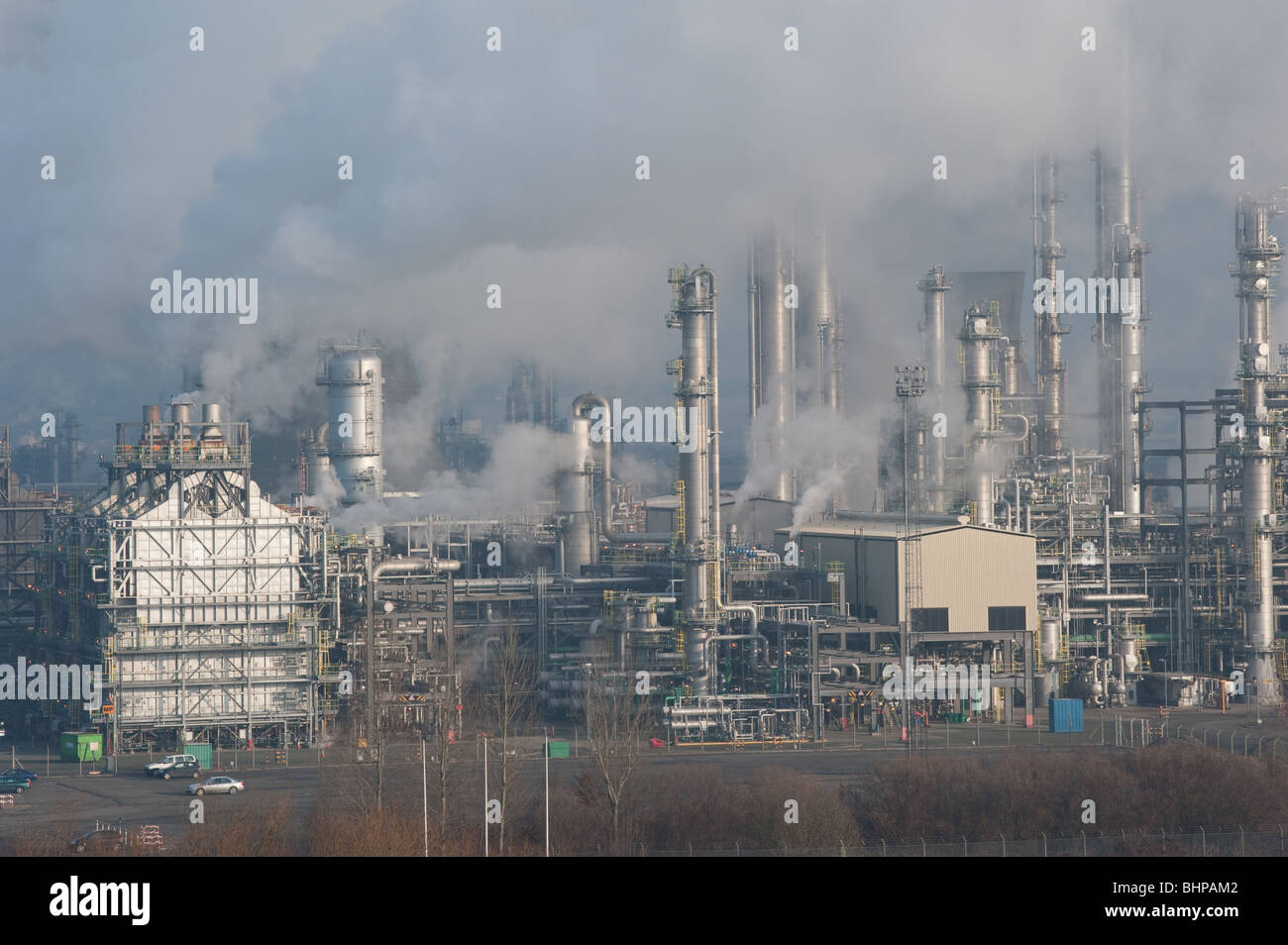 Chemiefabrik Aufstoßen Dampf Stockfoto