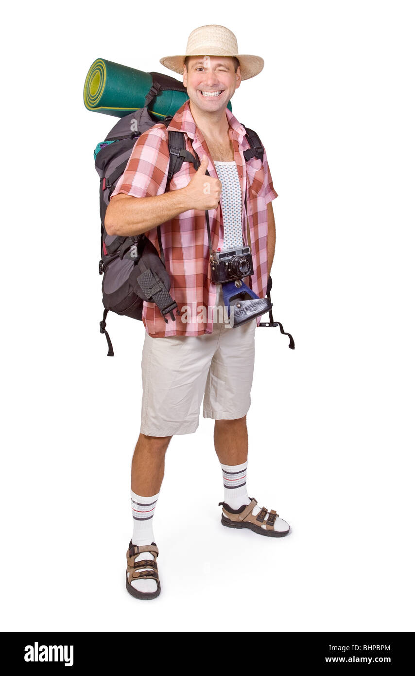 lächelnde Touristen Stockfoto