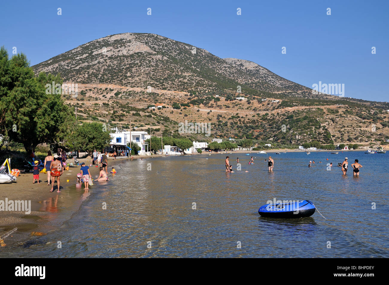 Vathi Strand, Insel Sifnos, Griechenland Stockfoto