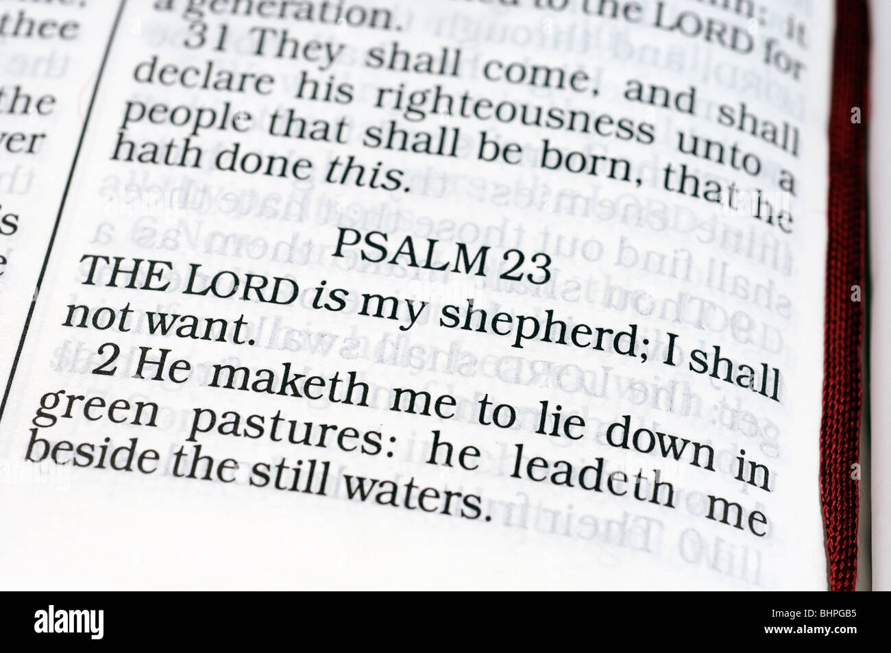 Bibel zu öffnen, um Psalm 23: der Herr ist mein Hirte Stockfoto