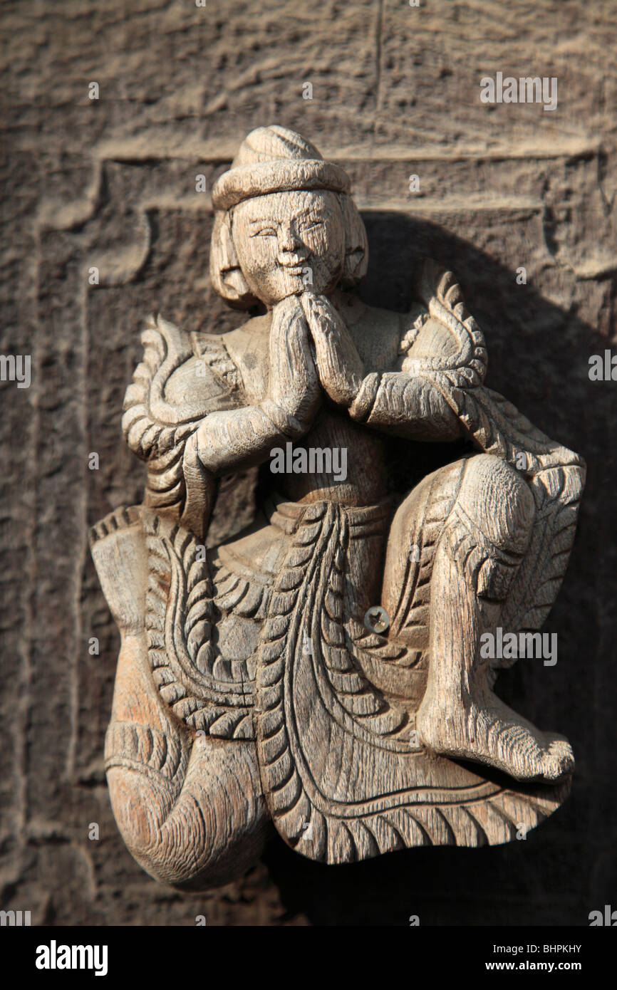 Myanmar, Burma, Mandalay, Shwenandaw Kyaung, Golden Palace-Kloster, Holzschnitzerei Detail, Stockfoto