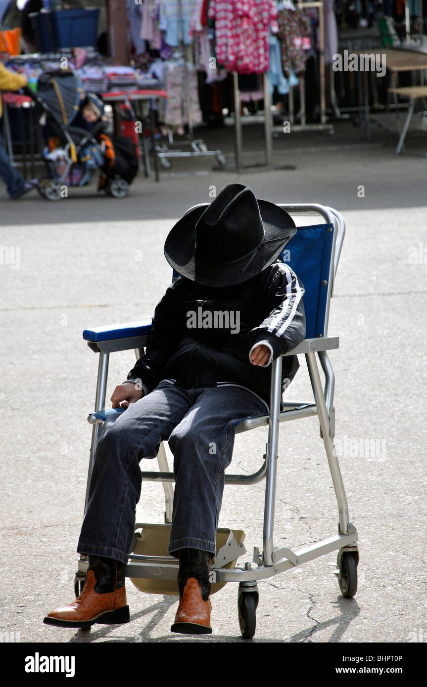 Mexikanische Stiefkind in Handarbeit Handicap Stuhl, Texas, USA Stockfoto