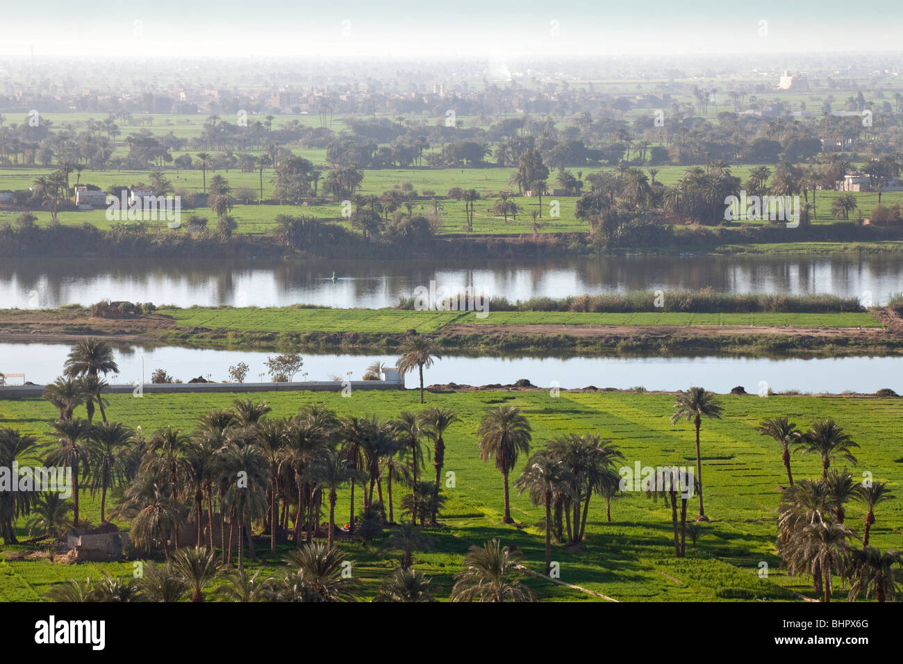Blick auf den Nil südlich von Minya, Ägypten Stockfoto