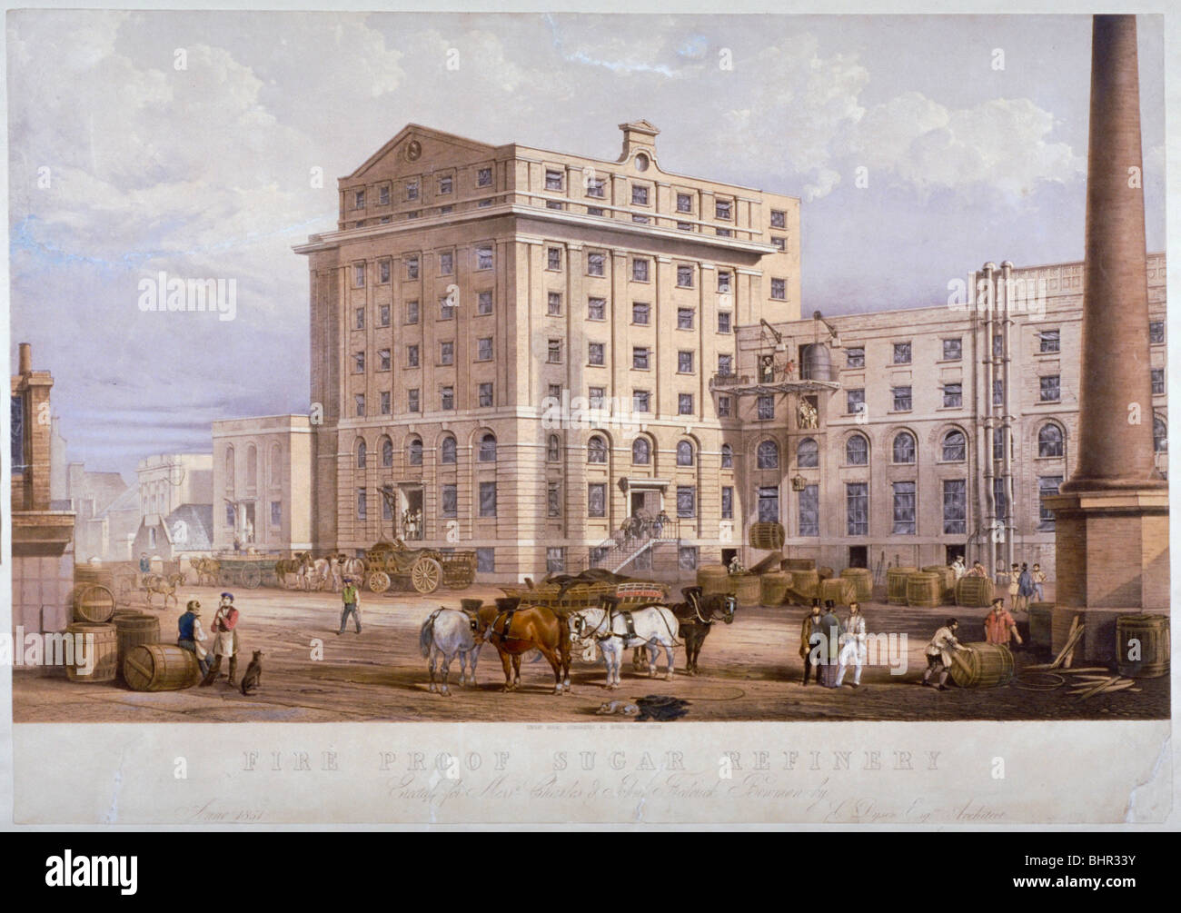 Zuckerraffinerie in Leman Street, Stepney, London, 1851. Künstler: Vincent Brooks Stockfoto