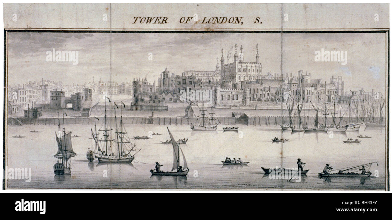 Tower of London, Stepney, London, 1737. Künstler: Samuel Buck Stockfoto