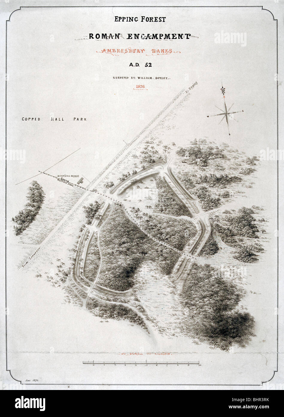 Römische Feldlager in Epping Forest, Essex, 1876. Künstler: William d'Oyley Stockfoto