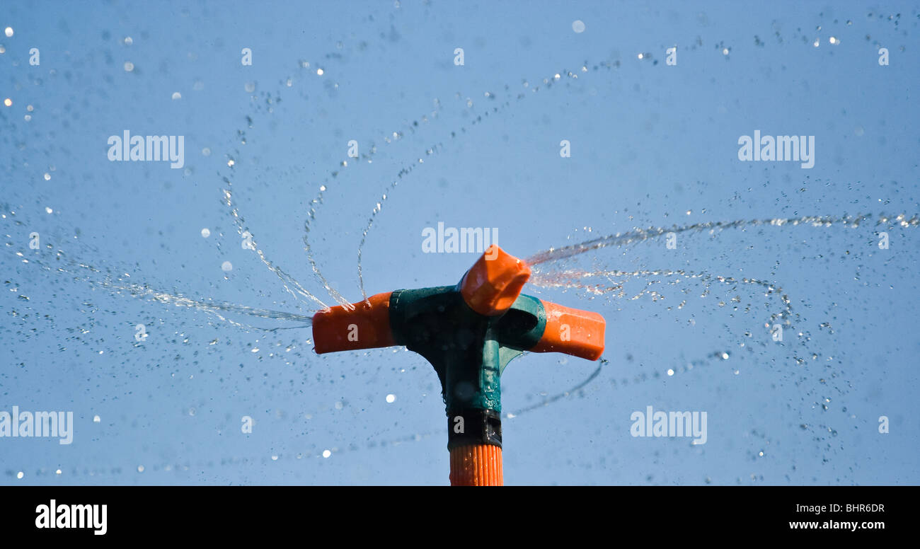 Nahaufnahme von einer rotierenden sprinkler Stockfoto