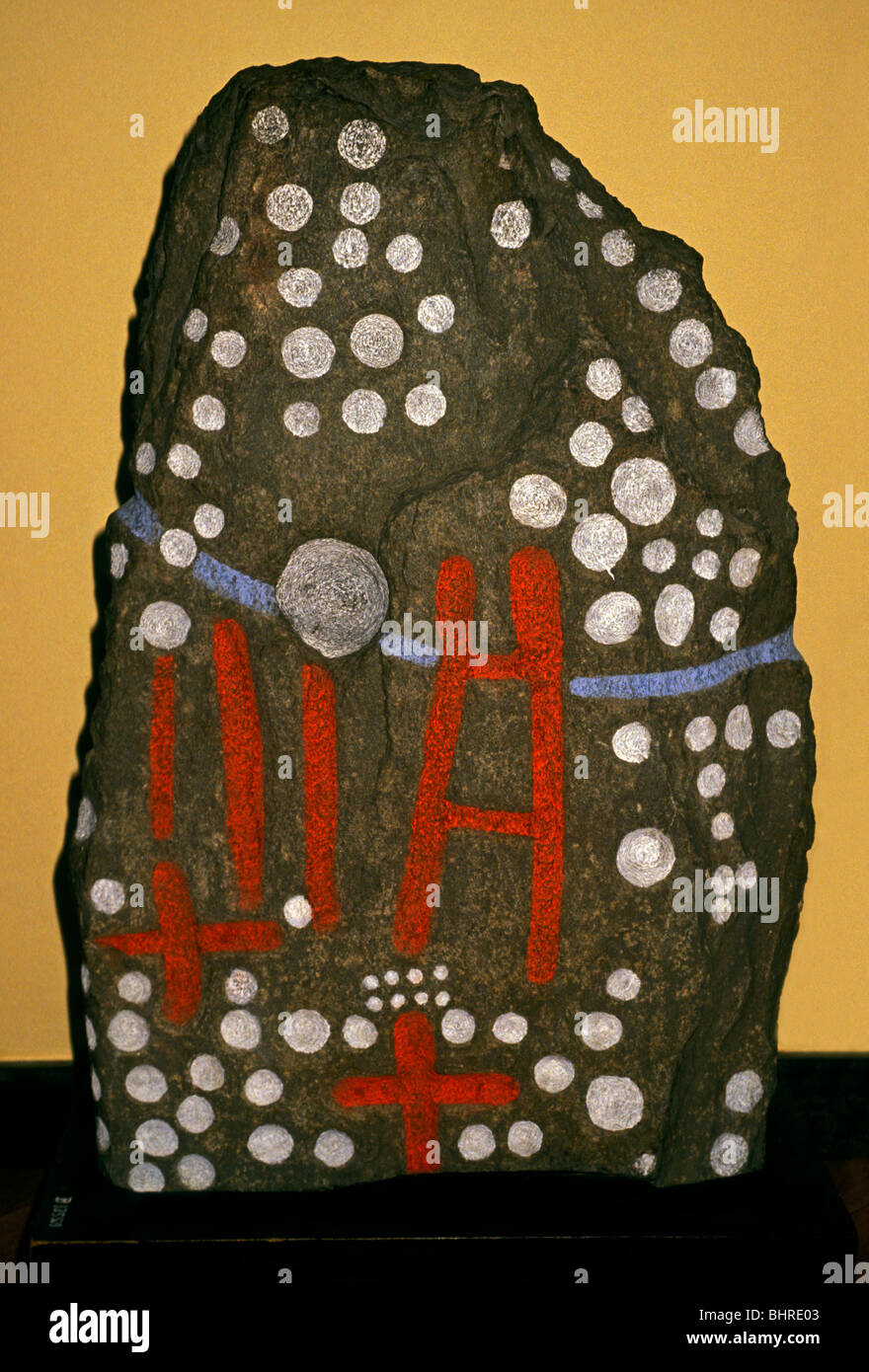 Rune, Runen, Runenstein, alten Stein, antike Alphabet, alte Sprache, Viking Artefakt, Viking Erbe, National Museum, Kopenhagen, Dänemark Stockfoto