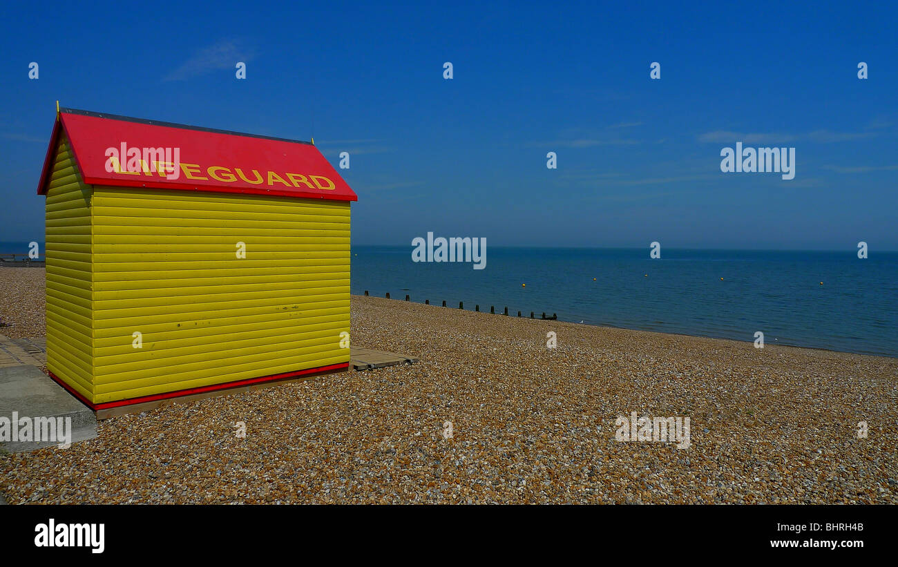 Hütte - bunt - Rettungsschwimmer Strandhütte in Whitstable Stockfoto