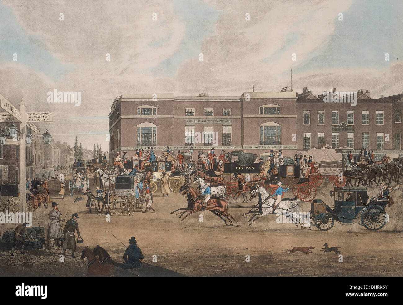 Trainer bei der Elephant &amp; Castle, London, erste Hälfte des 19. Jahrhunderts. Künstler: Theodore Henry Adolphus Fielding Stockfoto