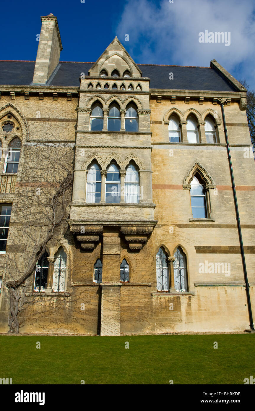 Die gotische Fenster des Gebäudes Wiese am Christ Church College, Universität Oxford. Stockfoto