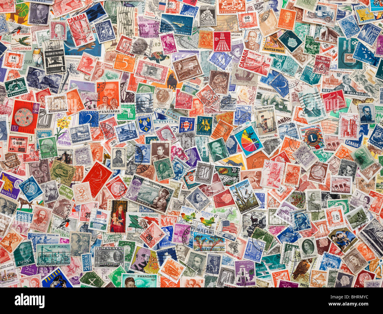 Internationale Briefmarken der Welt, Still Life Kollektion Stockfoto