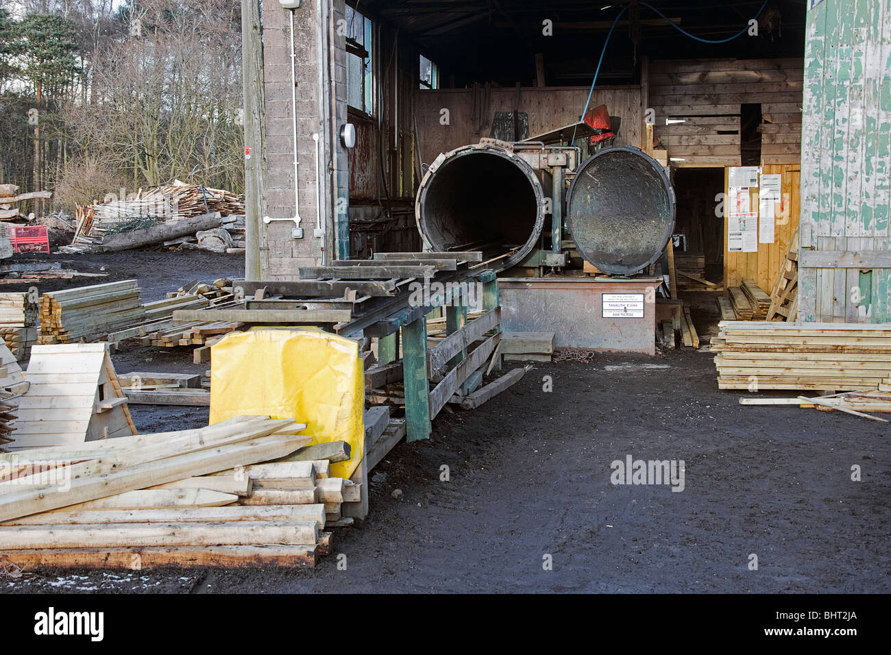 Holz-Konservierungsmittel-Kammer. Stockfoto