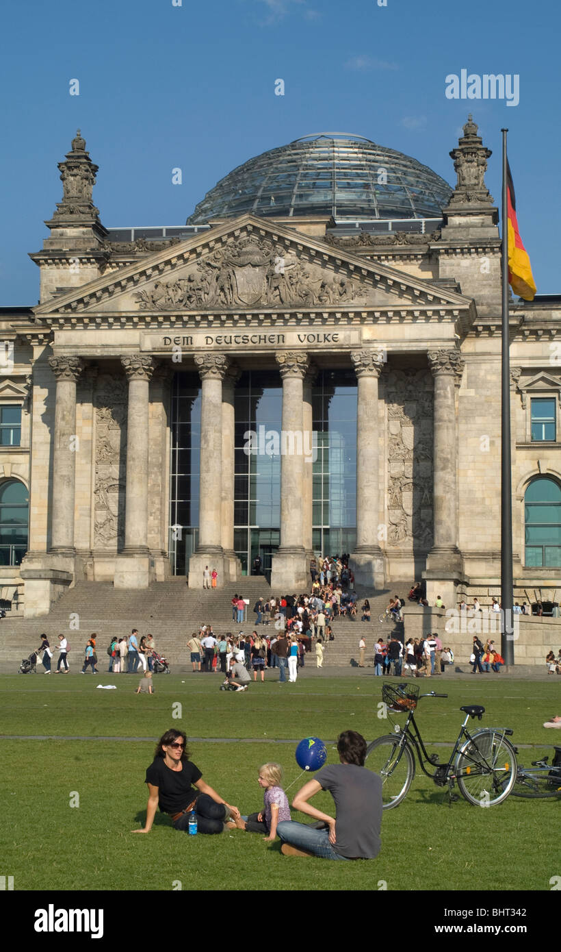 Reichstag, Reichstagsgebäude, Berlin, das 1894 den Bundestag, das Unterhaus des Deutschen bundestages, beherbergt. Deutschland Stockfoto