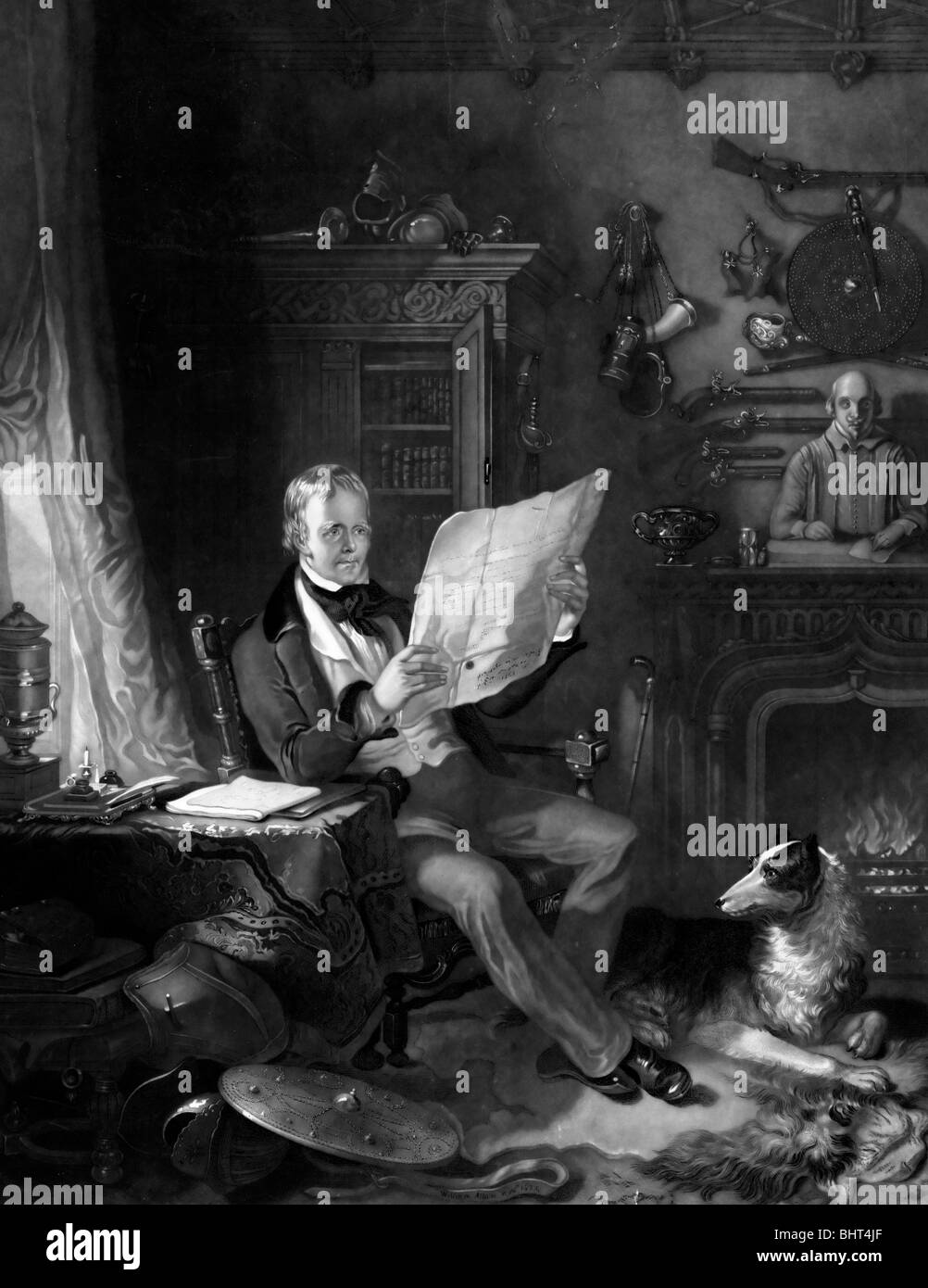 Sir Walter Scott, in seinem Arbeitszimmer in Abbotsford Stockfoto