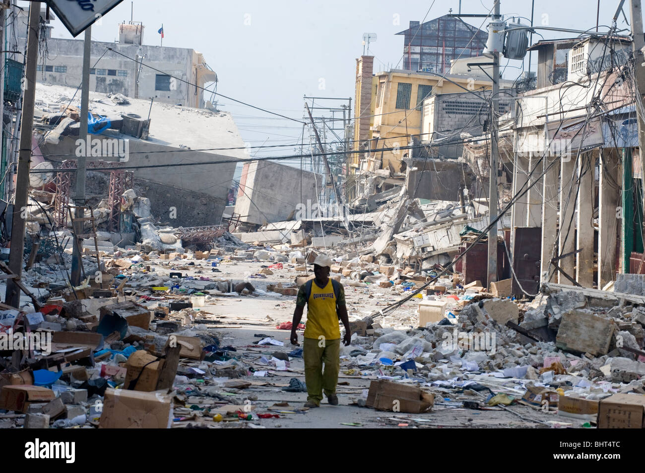 Die zerstörte Hauptstadt nach einem 7.0 Mw Erdbeben Haiti am 12. Januar 2010 katastrophale Schäden Stockfoto