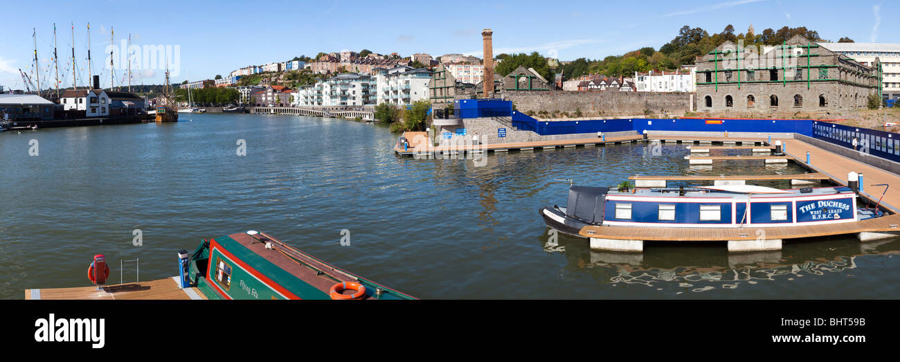 Panoramablick auf S S Great Britain und Clifton von Bristol Docks Stockfoto