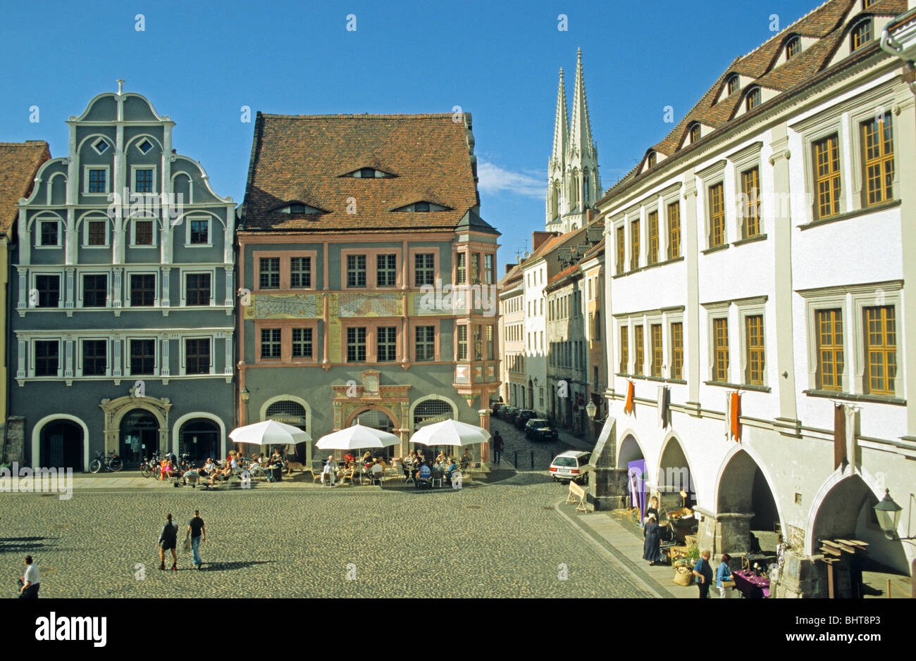 untere Markt Platz von Görlitz, Sachsen, Deutschland Stockfoto