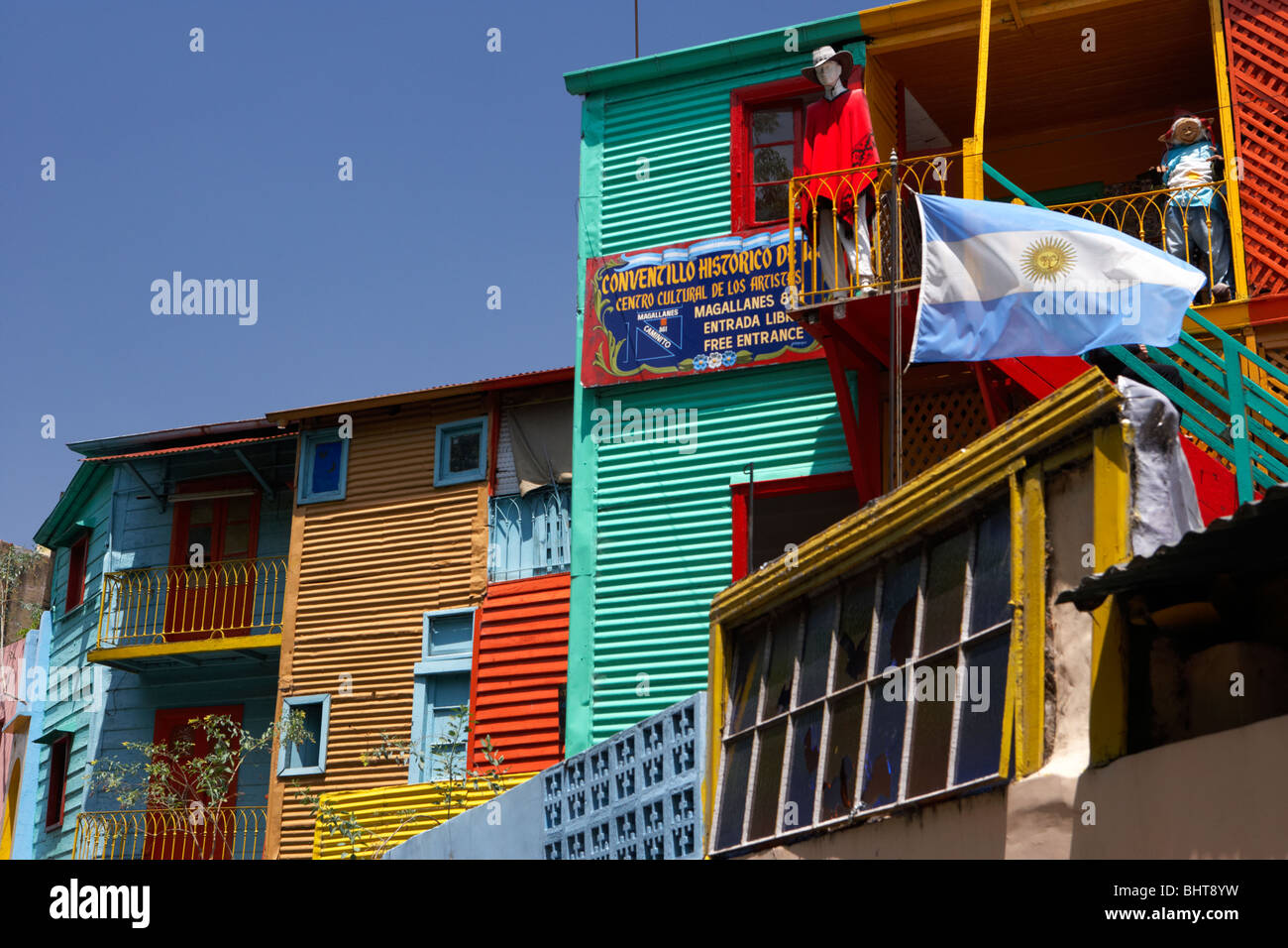 bunten historischen Gebäuden im Caminito Straße la Boca Hauptstadt Buenos Aires Bundesrepublik Argentinien in Südamerika Stockfoto