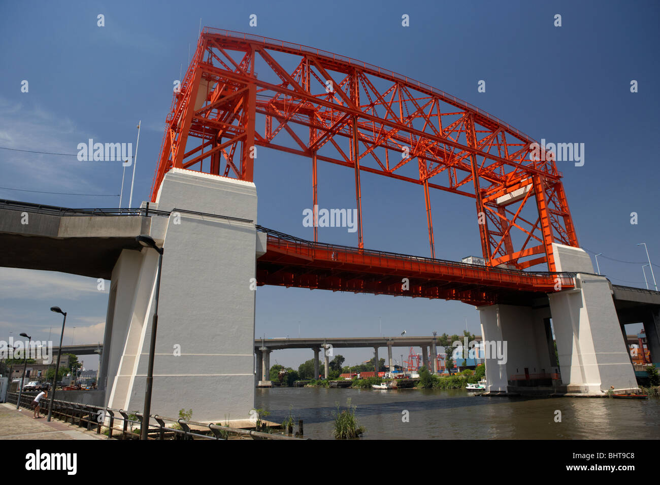 neue Nicolas Avellaneda Brücke über Riachuelo Fluss la Boca Capital federal Buenos Aires der Argentinischen Republik Stockfoto