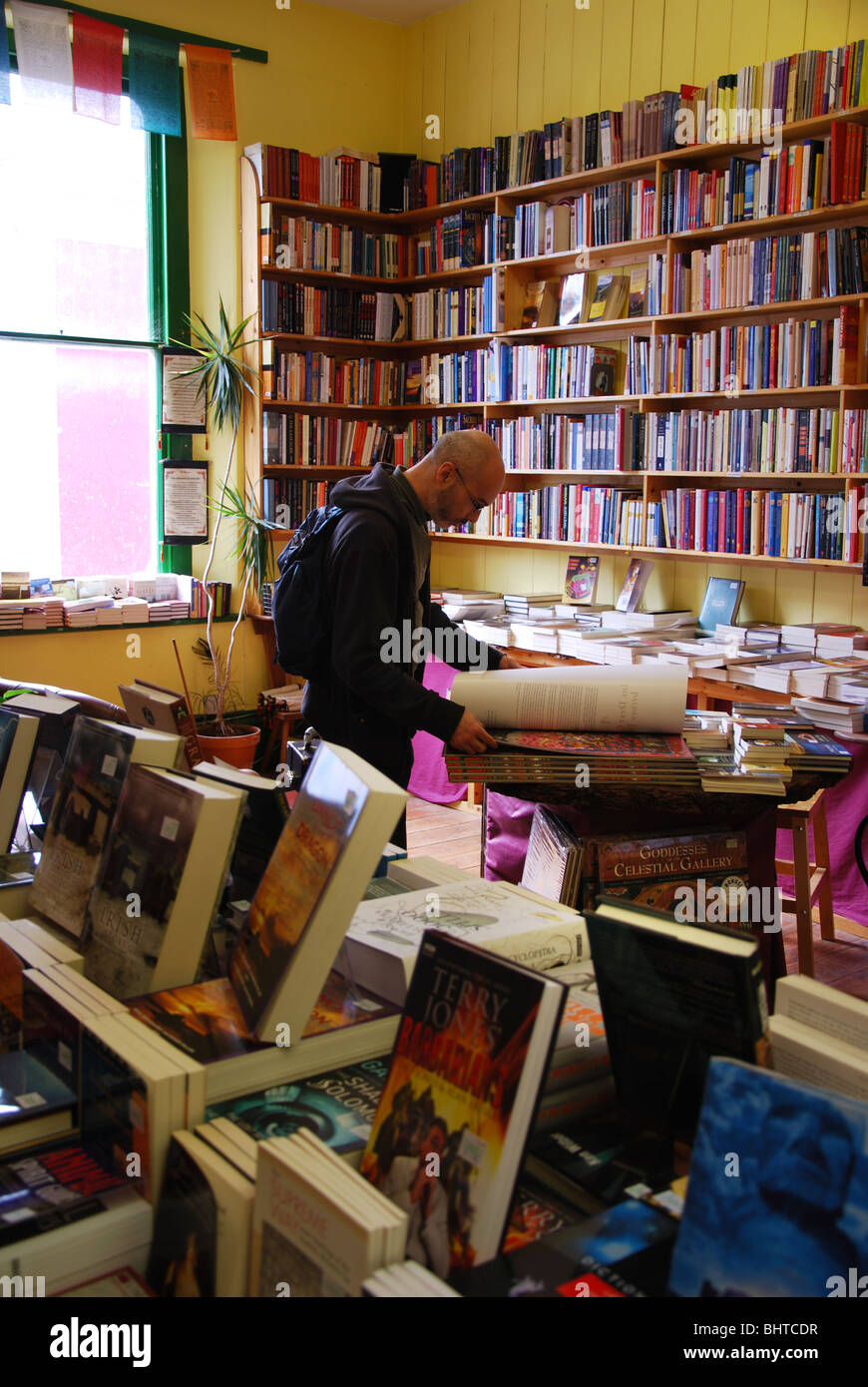 Esoterische Buchhandlung in Glastonbury Somerset UK Stockfoto