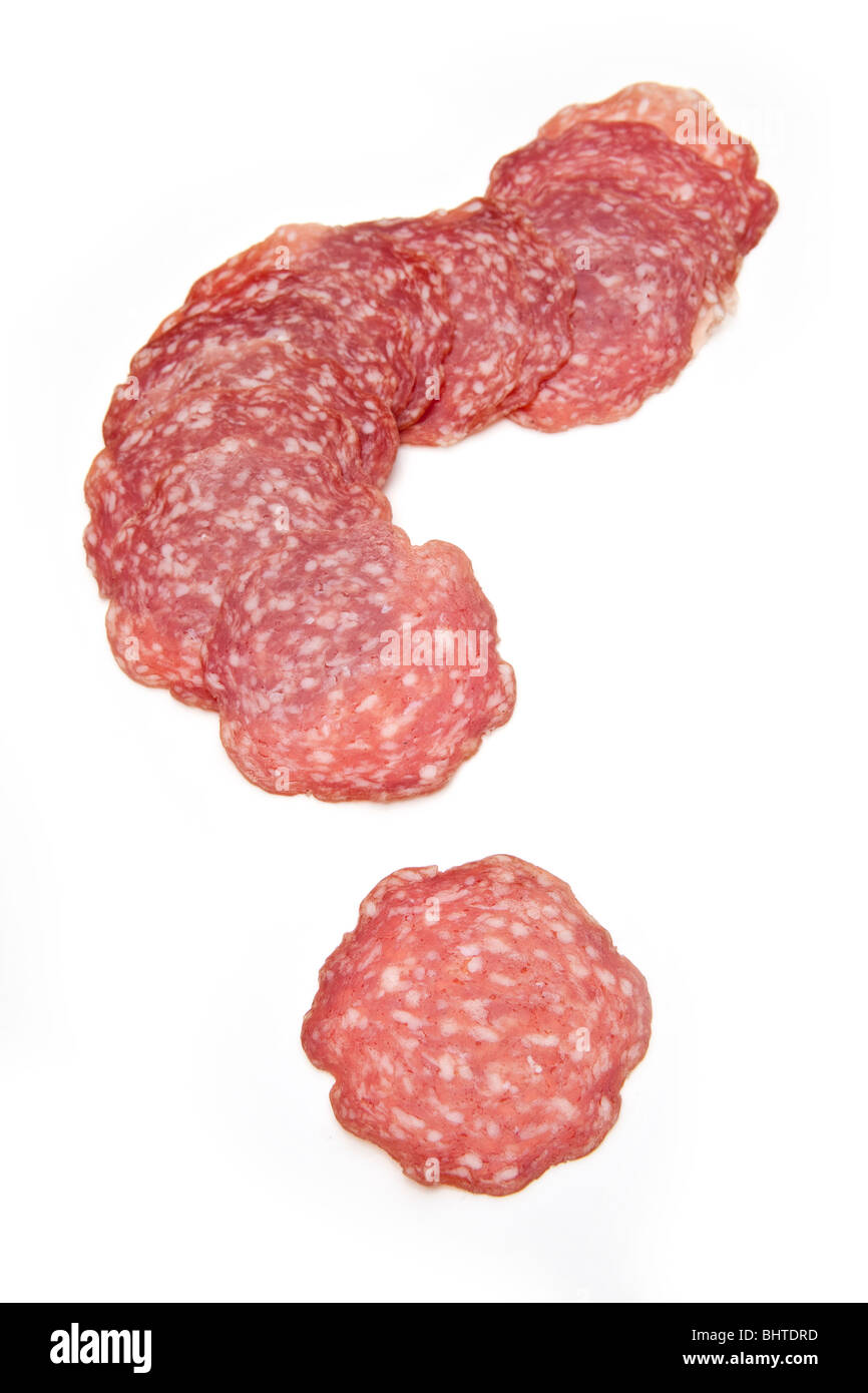 Salami Milano isoliert auf einem weißen Studio-Hintergrund. Stockfoto