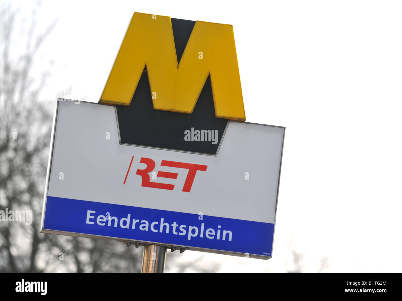 U-Bahn-Schild, Rotterdam Holland Niederlande Stockfoto