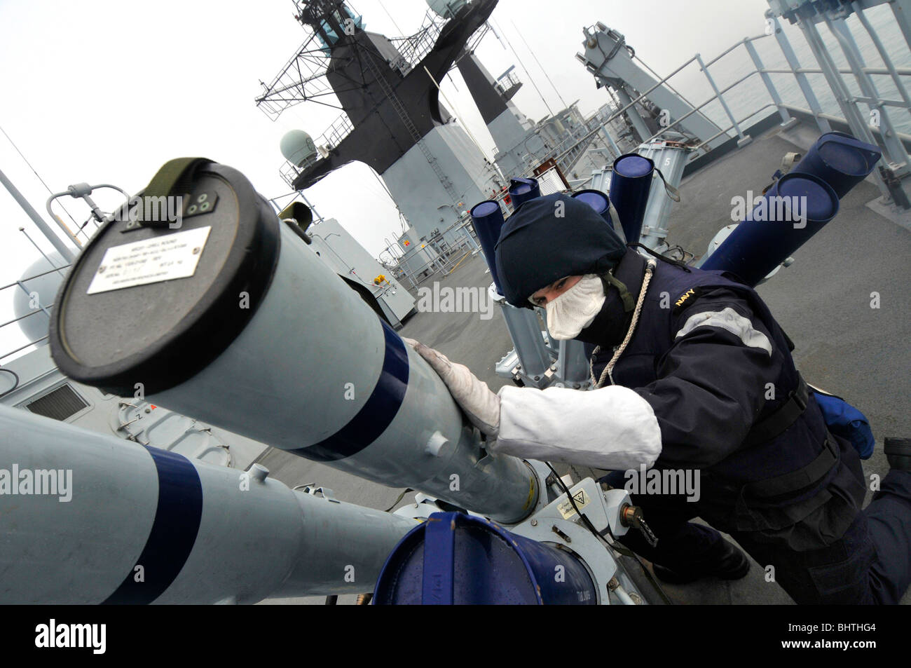 Seagnat Steuerung, "Sea Gnat" auf HMS Albion – feuert Spreu abzulenken, täuschen anfliegenden Raketen und anderen Kampfmitteln Stockfoto