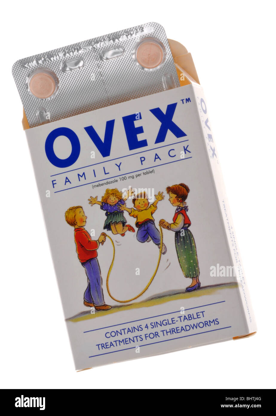Ovex Tabletten zur Behandlung von Fadenwurm oder Madenwürmer Stockfoto